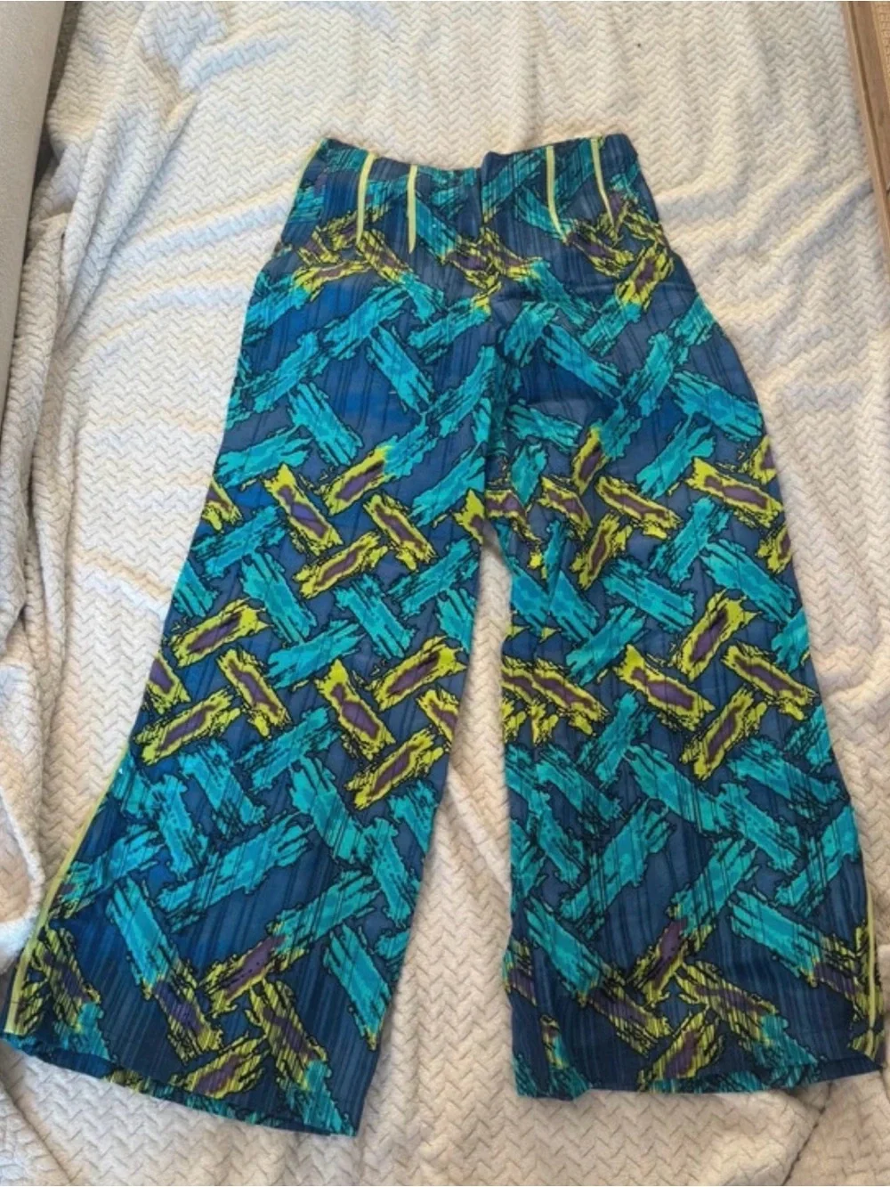 Girls Wide-Leg Printed Pants - Blue & Yellow